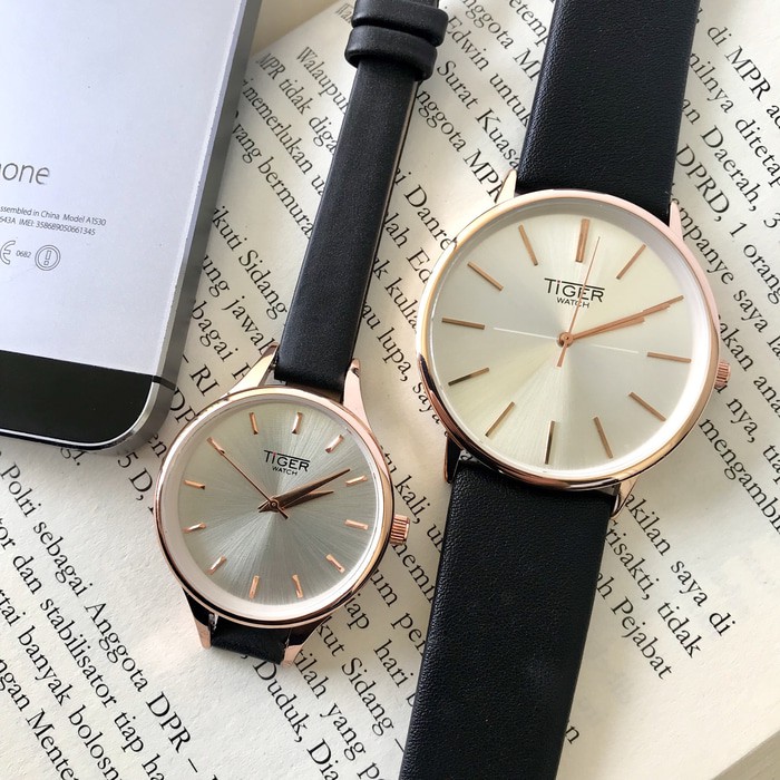 Jual Jam Tangan Tiger Watch Couple Analog - Pasangan Full Hitam Black Kulit Terlaris