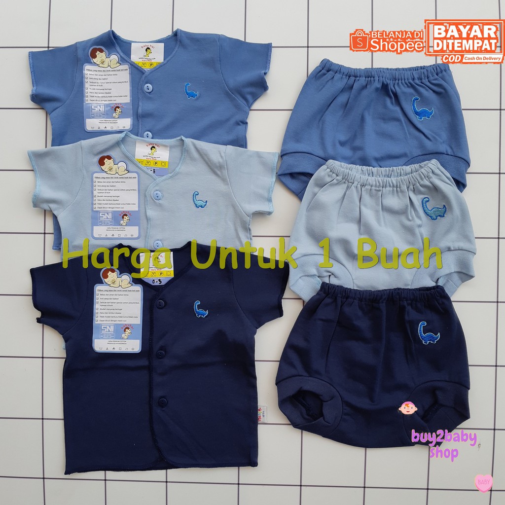 Setelan Piyama Pendek POP Bayi Bahan Premium Cotton BABYHAI Edisi Khusus Warna BIRU 1 PCS