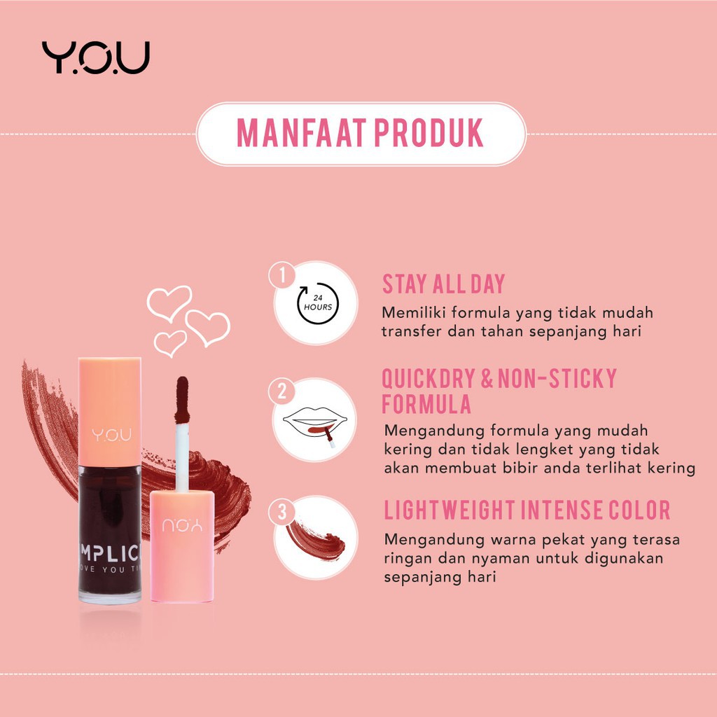 YOU Love You Tint | The Simplicity Y.O.U Makeups Make up Cosmetics Lip Tint Liptint BPOM