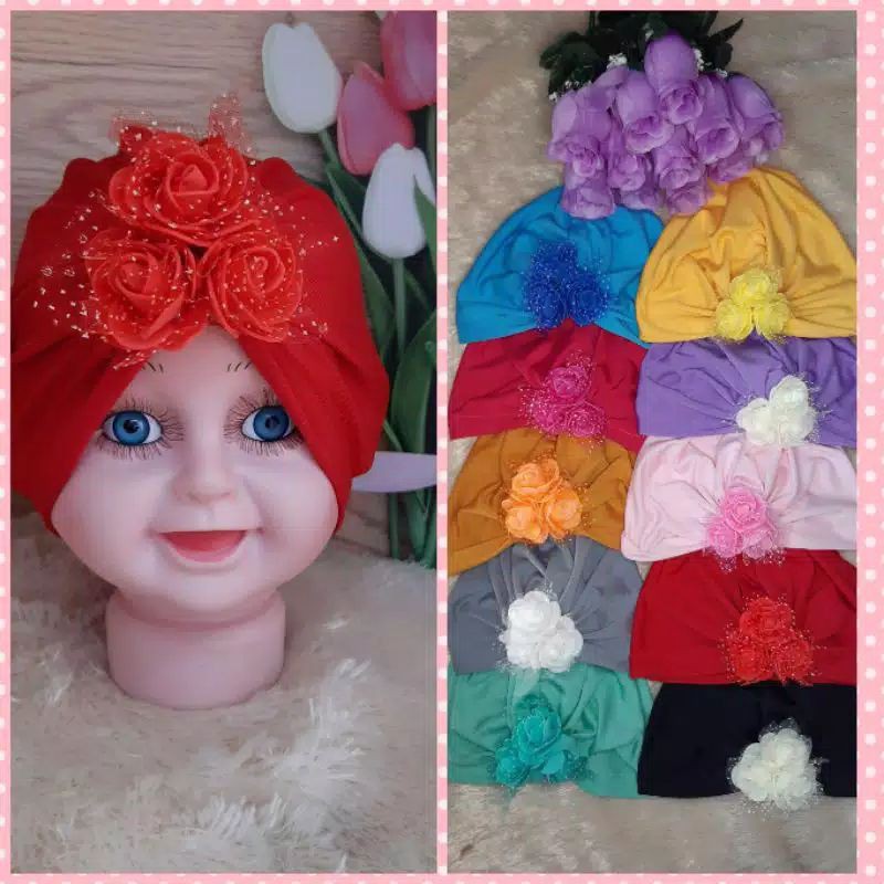 Turban Bayi Bunga-bunga / Hijab bayi Lucu Murah/ Kerudung bayi