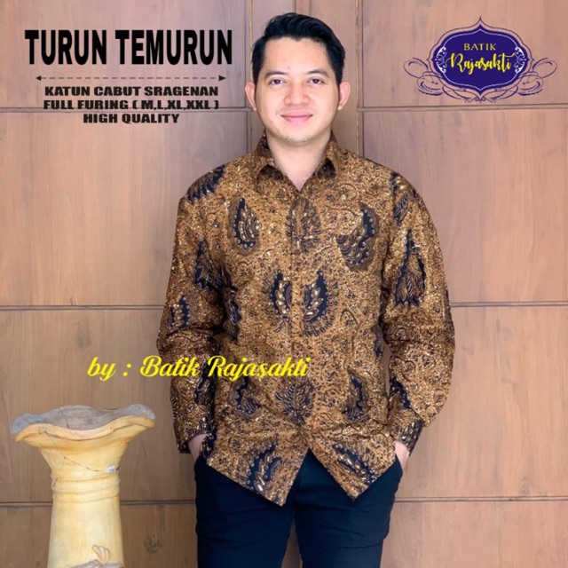 Batik Pria TURUN TEMURUN Katun Cabut Sragenan Full Furing Termurah