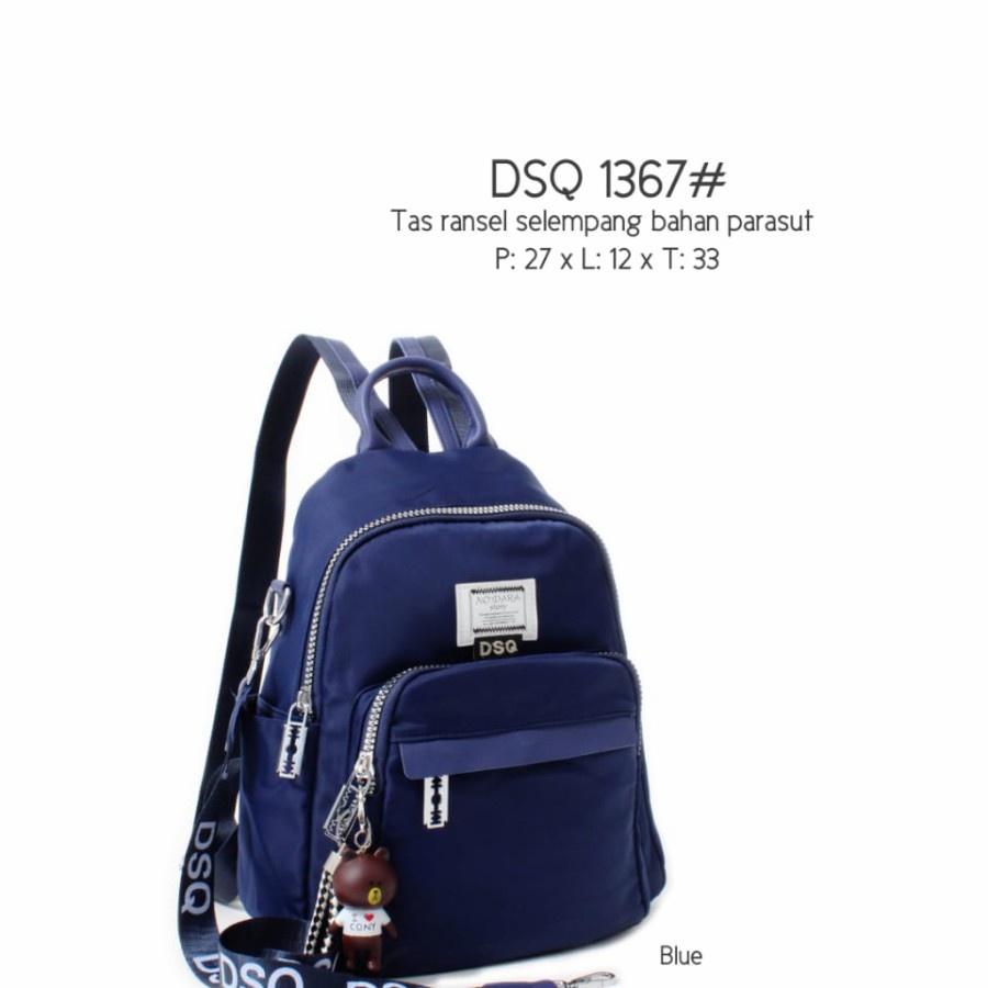 Ready Tas Ransel Wanita Bahan Parasut #DSQ 1367 BLUE