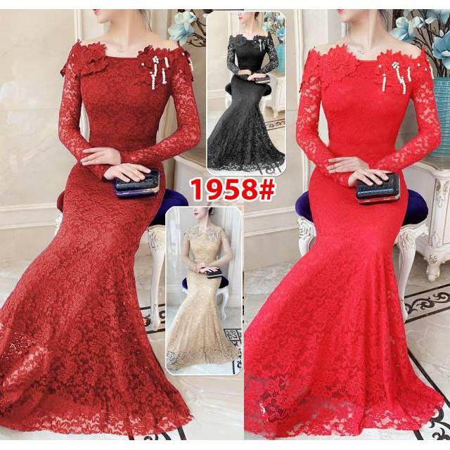 BAGUS BERKUALITAS MERAH PUTIH KUNING ANAK || 1958#gaun panjang sabrina fashion / longdress brukat