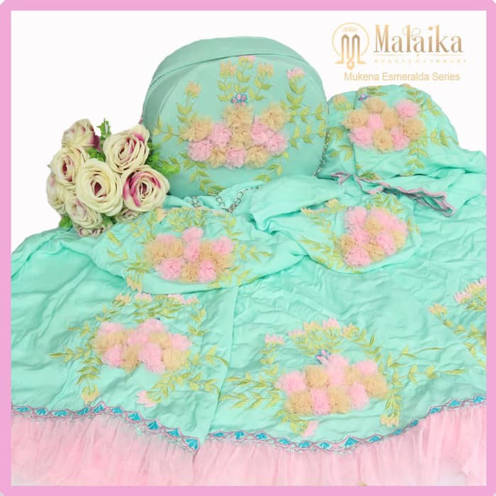 MY MUKENA BORDIR HANDMADE BUNGA TIMBUL MALAIKA ESMERALDA SERIES