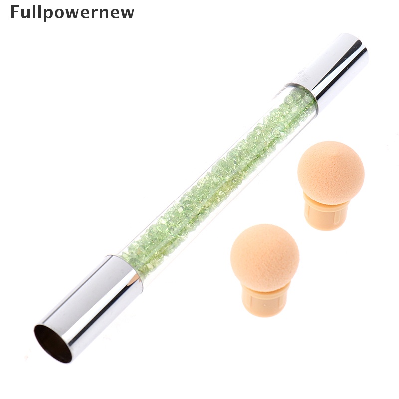 [FULL] Double-headed Gradient Brushes Acrylic Rhinestone Handle Sponge Nail Brush Pen