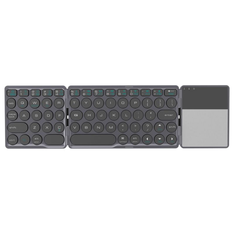 Keyboard Lipat Wireless Bluetooth Three Folding with Touchpad  - Gray