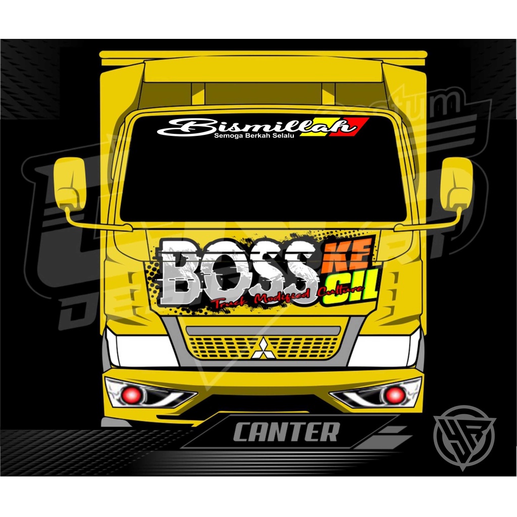 STICKER MOBIL DEPAN DAN KACA CANTER TRUK PUSO DLL