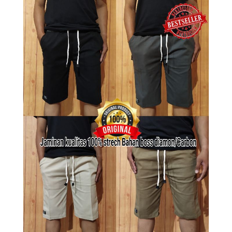 [Bisa COD] Celana Pendek Pria Cowok Dewasa Chino Rip Karet Pinggang Chinos Katun Combed