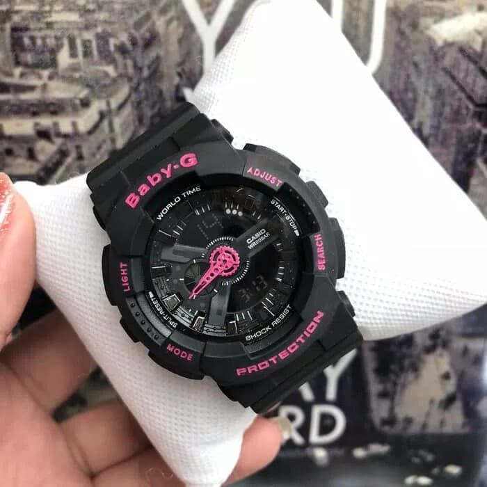 JAM TANGAN WANITA MURAH G-SHOCK BABY-G GA 110 BLACK LIST PINK 137