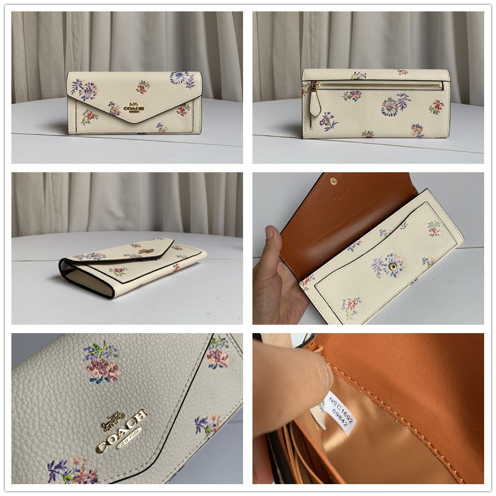 (SameDay Grab) 69842 69849 69832 coach Ladies Fashion Prairie Printed Organ Pleated Long Zipper Wallet