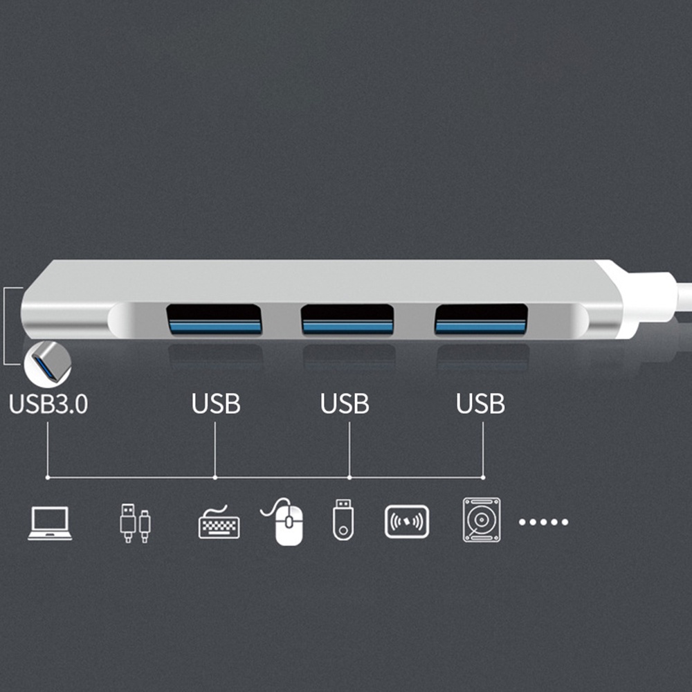 4 In 1 Adapter USB-C Hub 4 Port 3.0 Kecepatan Tinggi Untuk PC / Laptop