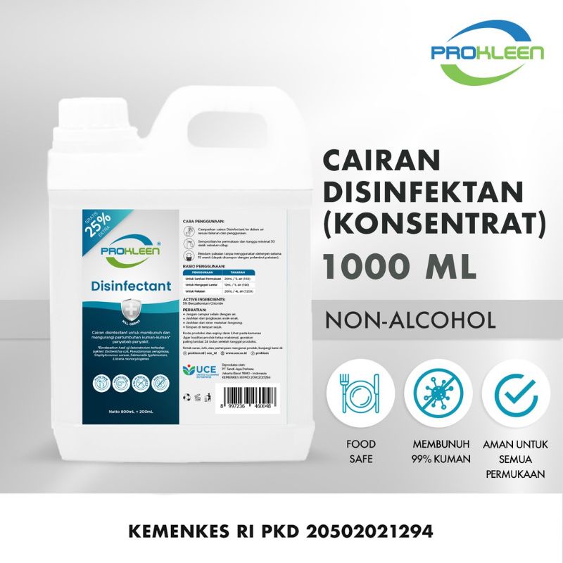 (Original) Disinfectant Antiseptik Konsentrat Cairan Desinfektan PROKLEEN 1L Exp Lama Termurah