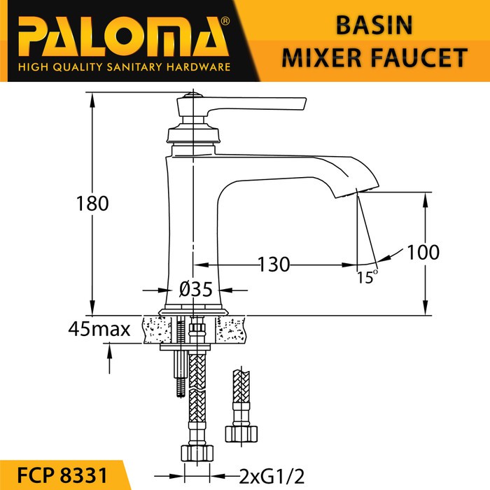 PALOMA FCP 8331 Keran Mixer Wastafel Cuci Tangan Panas Dingin Kran Air