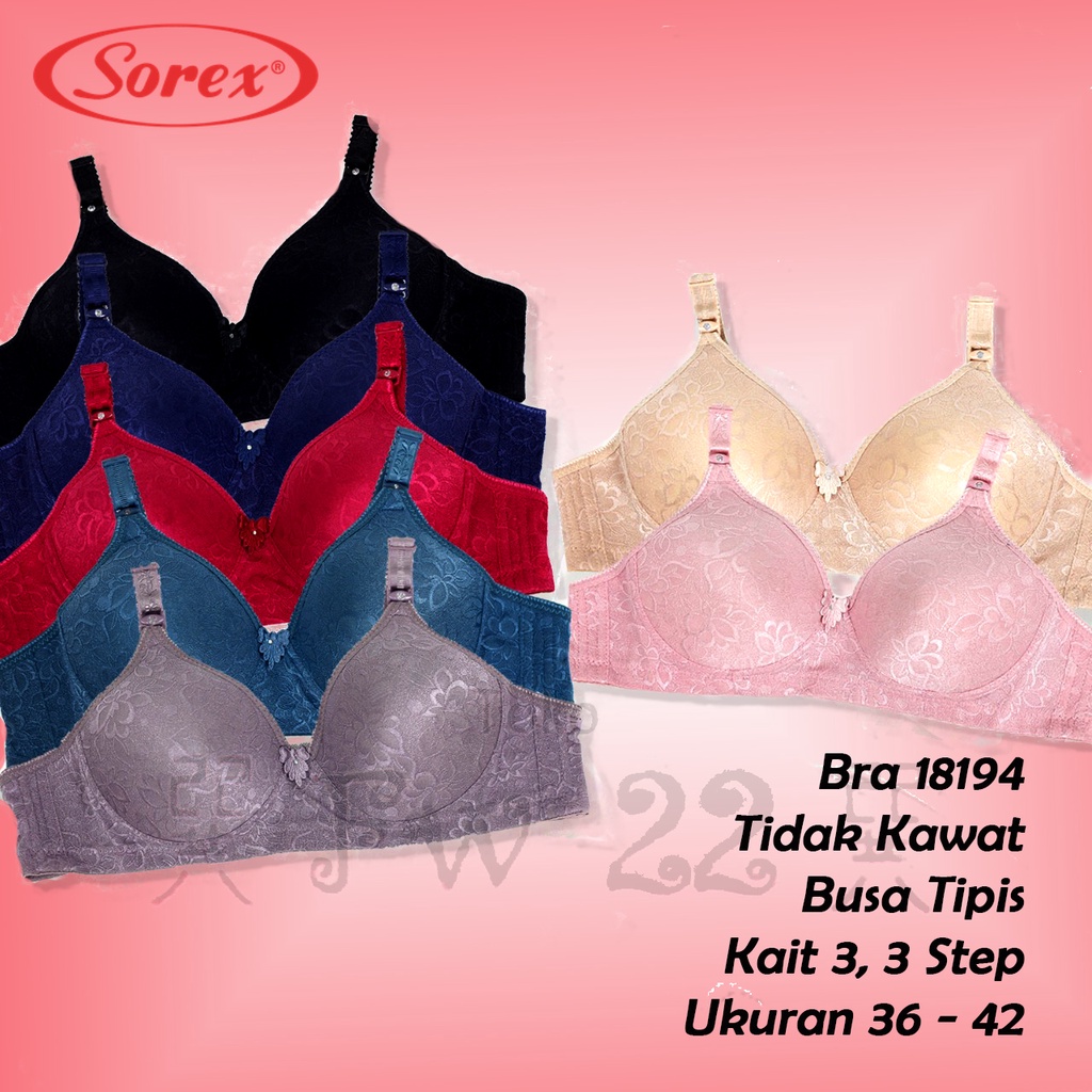 Bra Tanpa Kawat Sorex 18194 | Bra Wanita Tanpa Kawat Sorex Motif Bunga Cantik