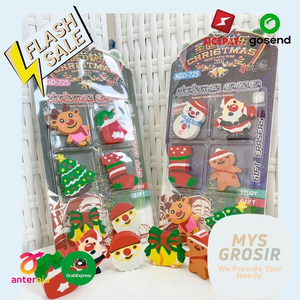

PENGHAPUS NATAL Alat Tulis Kantor Stationary perlengkapan sekolah anak kado unik souvenir lucu Penghapus natal gepeng xgd-725 -ivn438