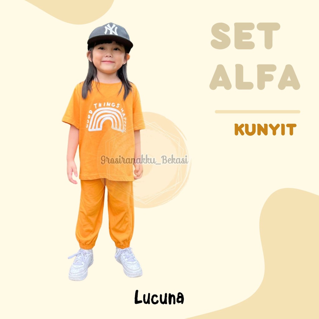 Setelan Anak Unisex Lucuna Alfa Warna Kunyit Size 1-5Th