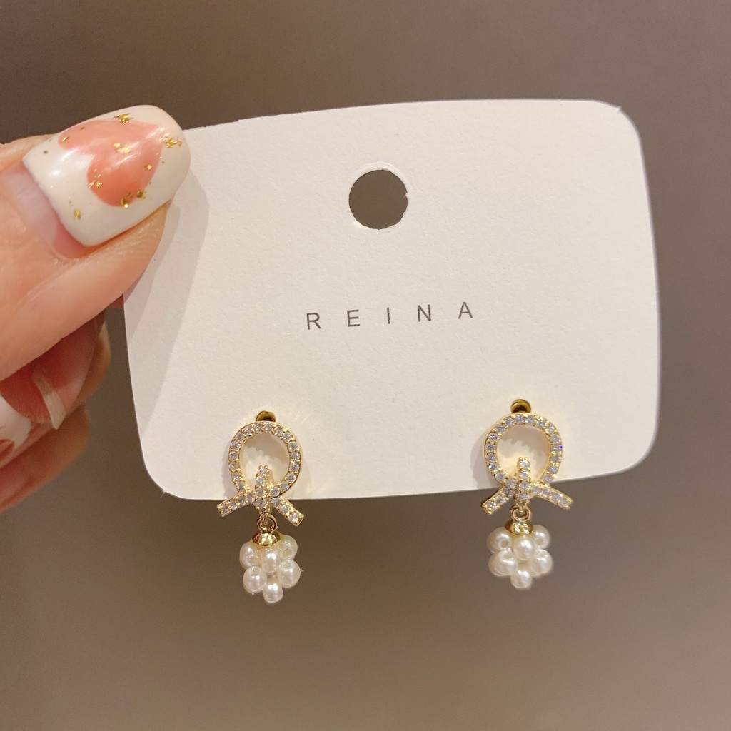 Berlian Mutiara Liontin Anting Baja Titanium Salib Anting Mutiara Retensi Warna Anting Anti Karat Gadis Hadiah Grosir