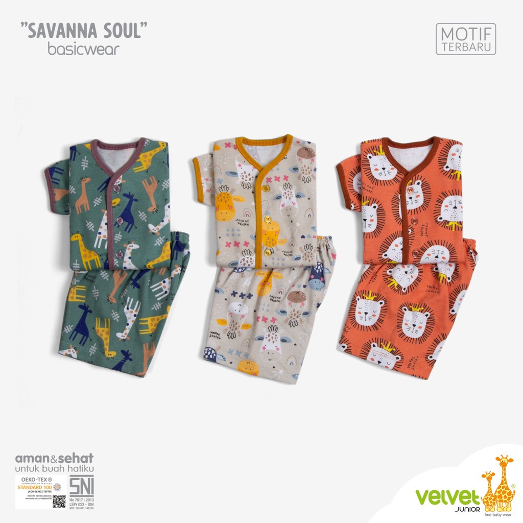 Velvet Junior setelan baju pendek + celana pendek NB print Isi 1 stel