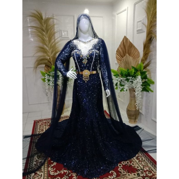 Gaun pengantin Slim navy