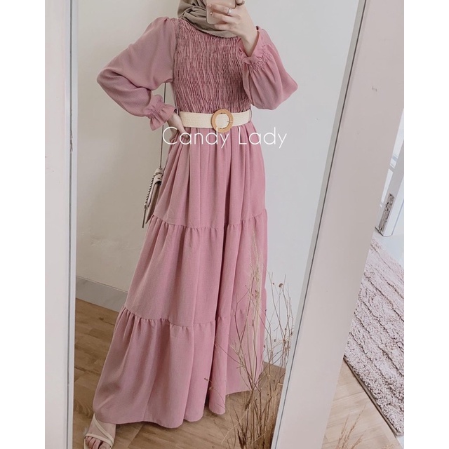 (DBY) GAMIS DIVIRA REMPEL KERUT DAILY BUSUI WANITA DRESS MOSCREPE