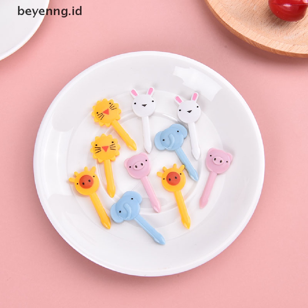 Garpu Buah Mini Motif Kartun Warna Acak Untuk Dekorasi Pesta