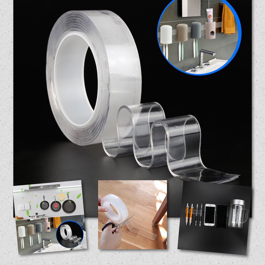 

BTU8773 Lem Nano Clear / Magic Double Lem 2 Sisi Kuat Dicuci Tanpa Bekas / Lem Double Side