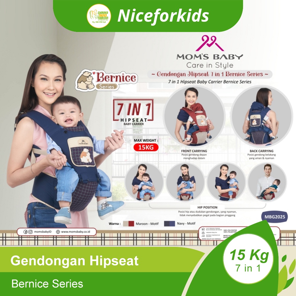 Mom's Baby Gendongan Bayi Baby Carrier Hipseat 7 in 1 Bernice Series MBG2025 / Gendongan Bayi Depan Duduk