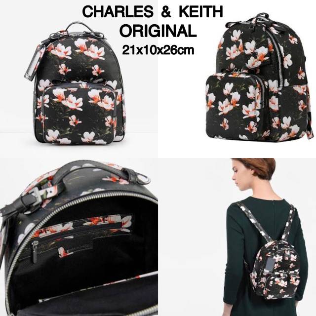 charles and keith floral backpack