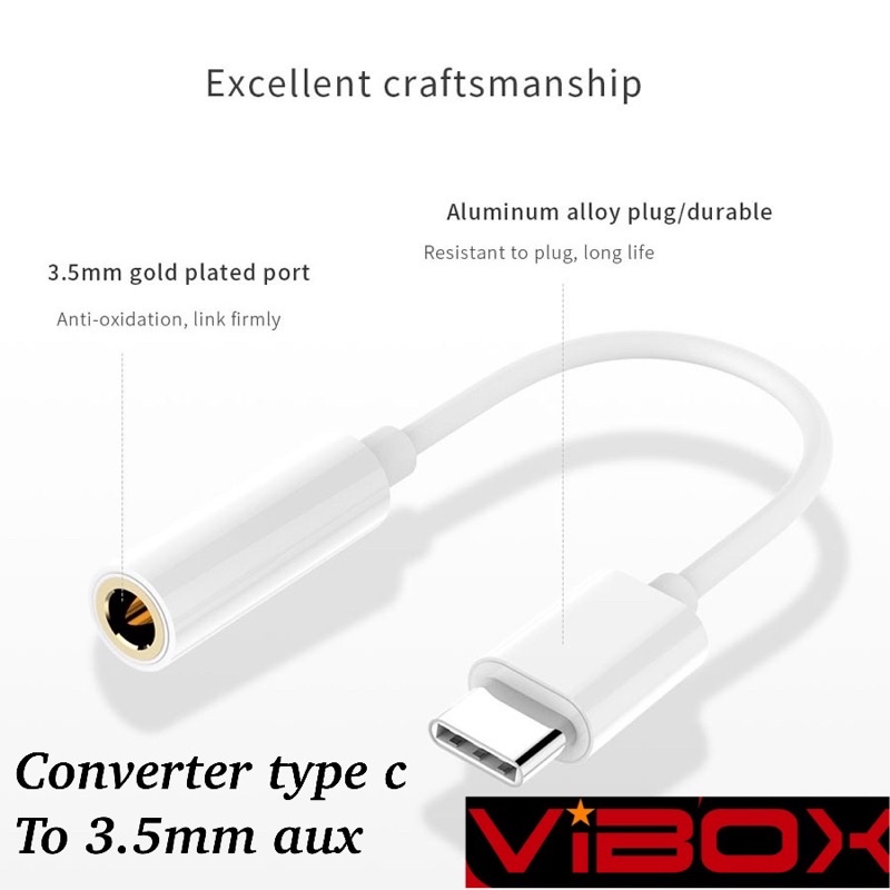 GROSIR KABEL AUX TYPE C VIBOX JACK OUTPUT 3.5MM CONVERTER FOR XIAOMI ASUS OPPO HUAWEI