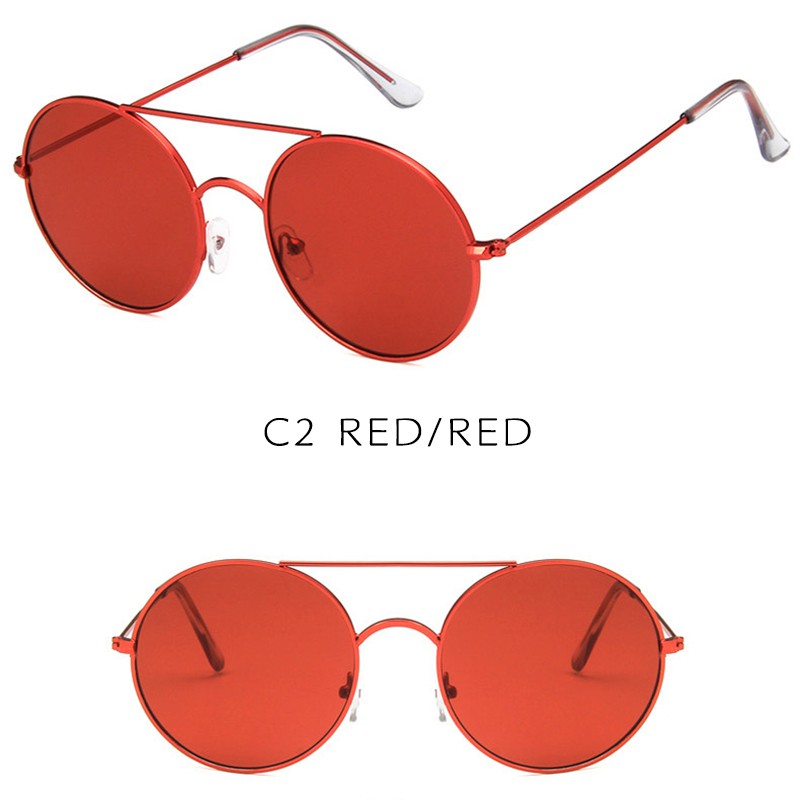 (YUZHU) Bayar di Tempat Korean Ulzzang Retro Bulat Kacamata Hitam Wanita/Pria Candy Color Sunglasses