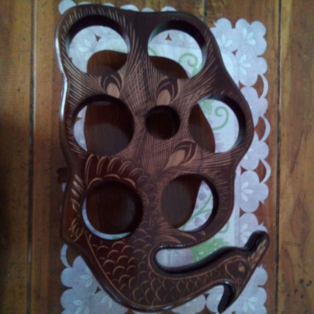 Tempat Aqua Merak Isi 6 Natural Kayu Jati