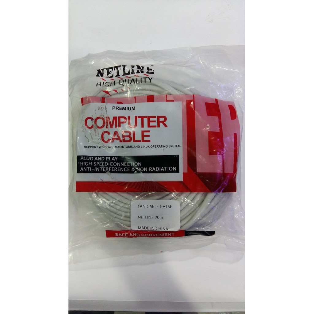 Kabel Lan 10M / 15M / 20M Cat 5e - Kabel UTP merk Netline 10 Meter / 15 Meter / 20 Meter