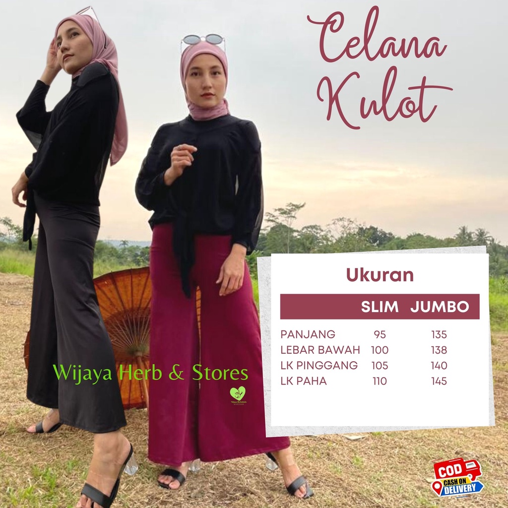 [Fashion] Celana Kulot Panjang Wanita / Size Slim &amp; Jumbo / Spandeks Elastis &amp; Adem