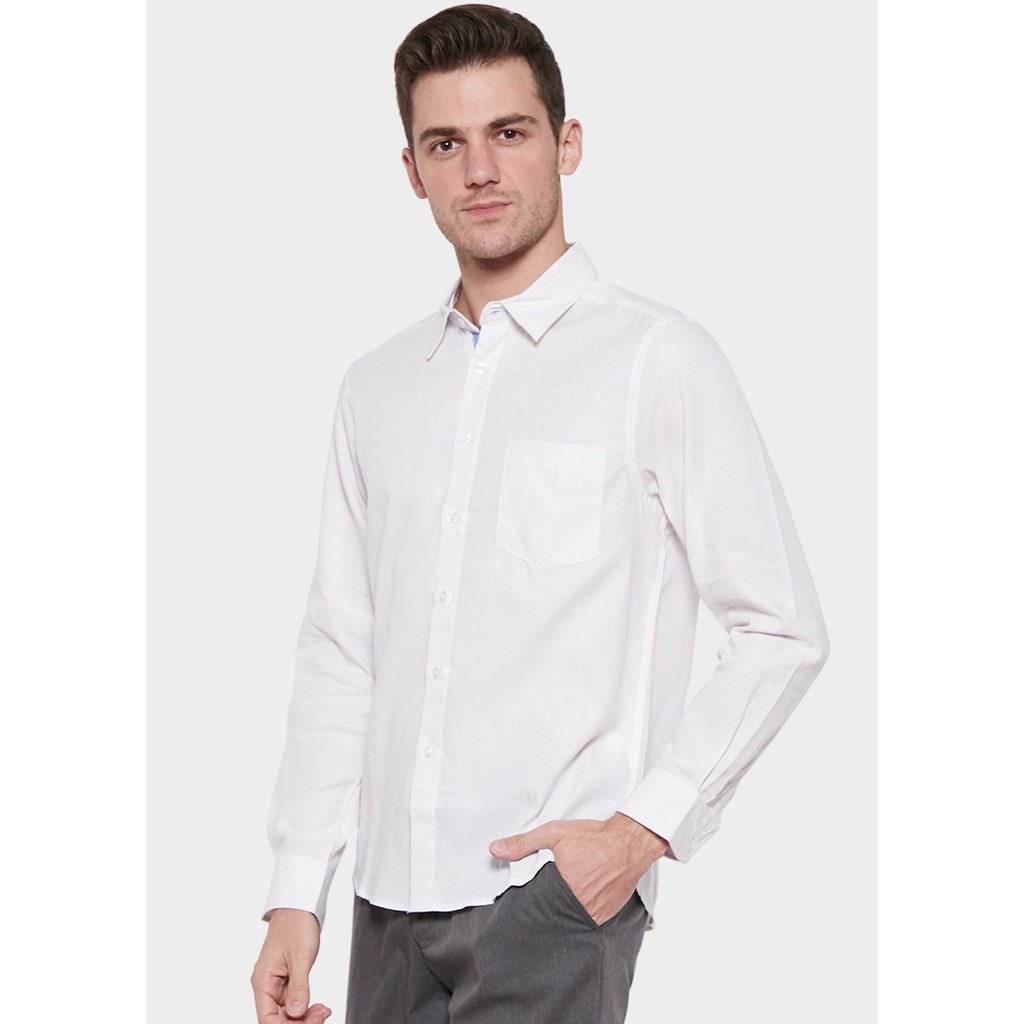 Kemeja Pria Polos Putih 1013 Lengan Panjang YEGE