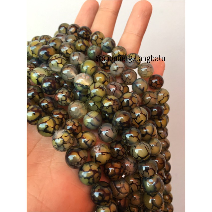 bahan yellow rhodolite dalmantion corak natural akik 10mm kuning serat aksesoris fashion kerajinan