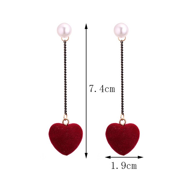 LRC Anting Tusuk Lovely Heart Shape Decorated Y5889X