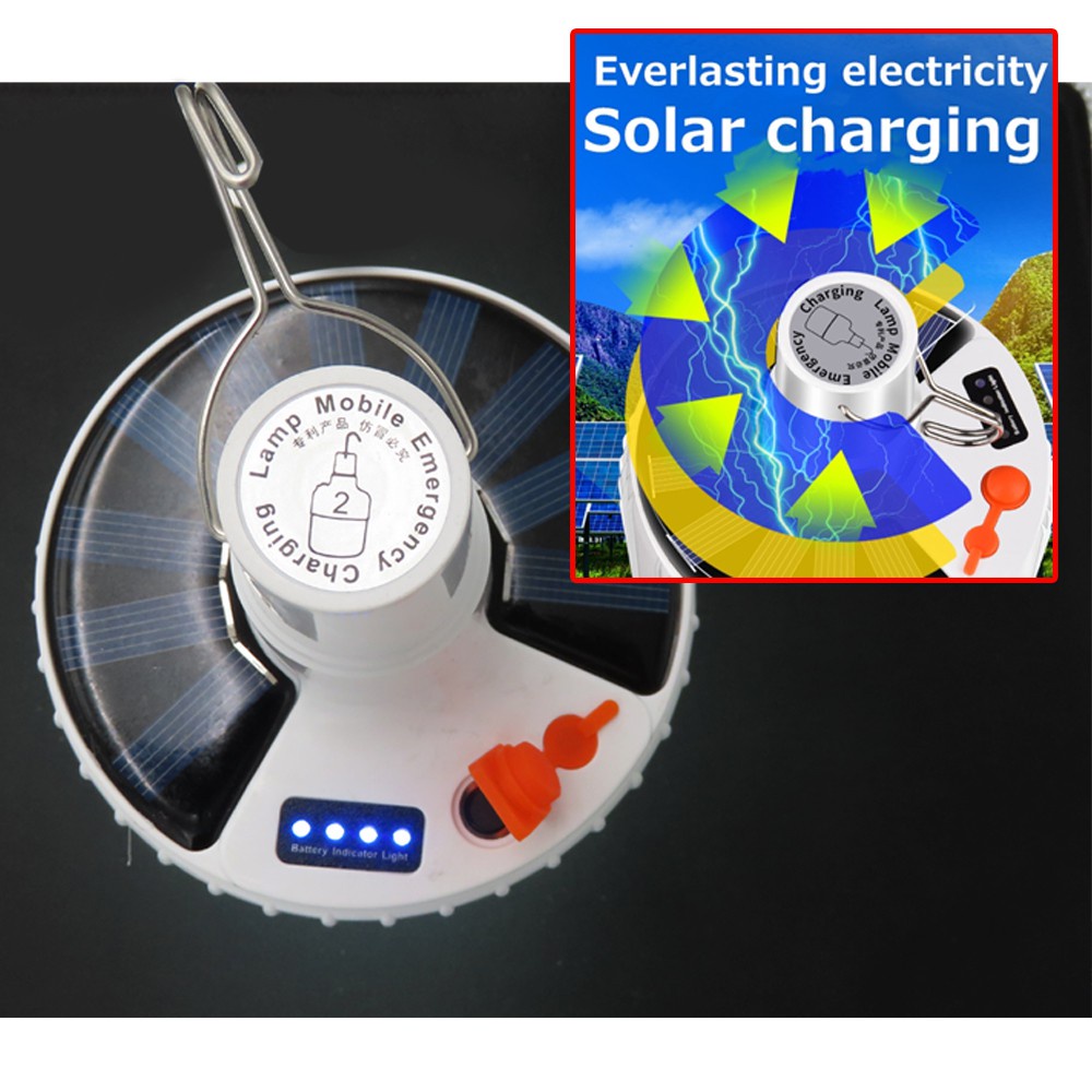 Lampu Solar Emergency Charging Lamp SL-42 45W Lampu Tenda Camping Bahan ABS / Lampu Emergency Solar 45 watt Panel Surya 3D LED Hemat Energi Rechargeable High Quality / Lampu Darurat Super Terang Hemat Energi Tahan Lama 220V