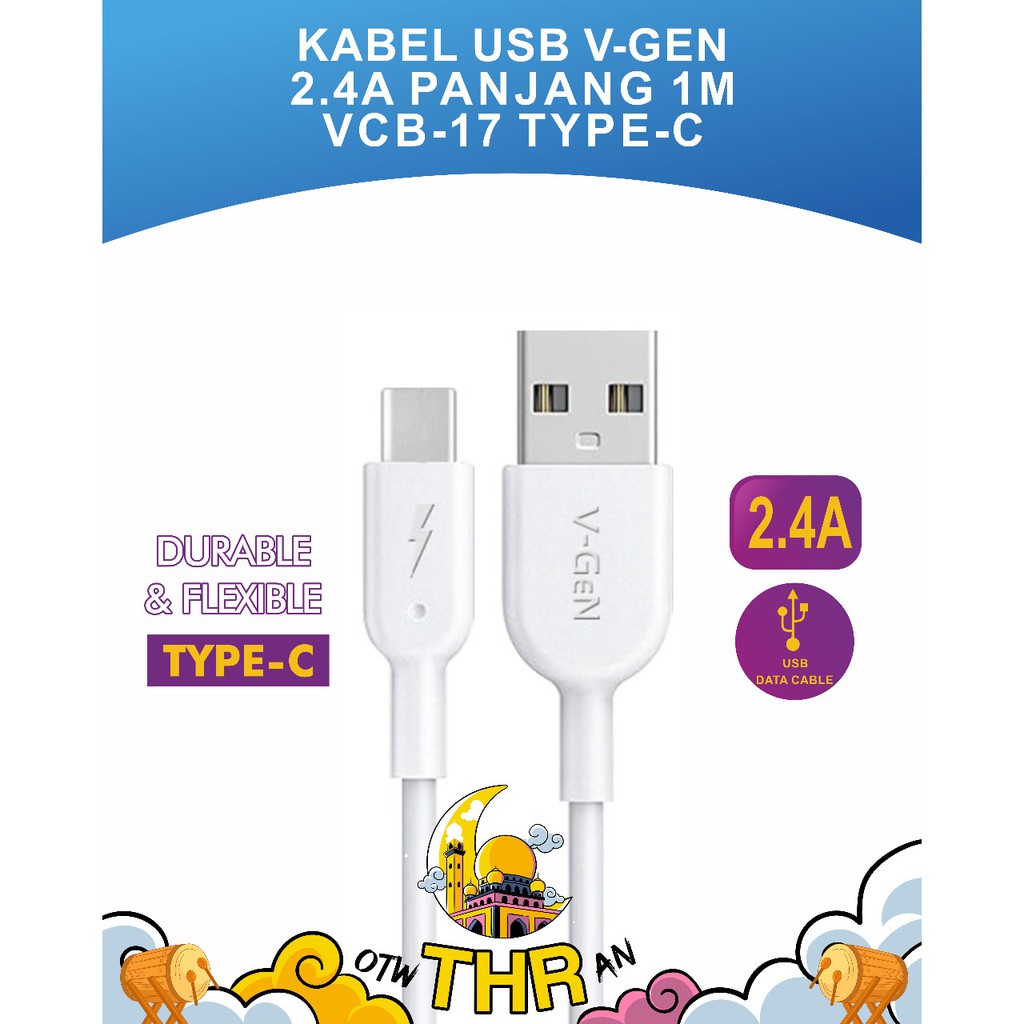 KABEL USB V-GEN 2.4A 1M VCB-17 TYPE C