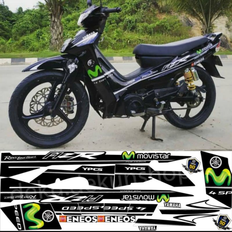 STRIPING FIZR FIZ R MOVISTAR HITAM HIJAU TERLARIS STRIFING LIS BODY