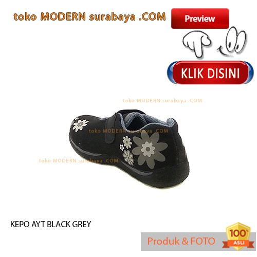 KEPO AYT BLACK GREY sepatu anak velcro casual