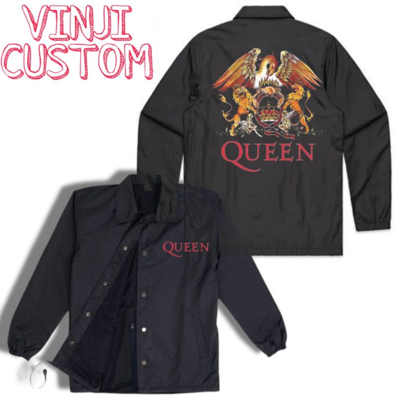 Coach jaket QUEEN jacket BAND vintage windbreakers parasut waterproof taslan polos hitam windbreaker