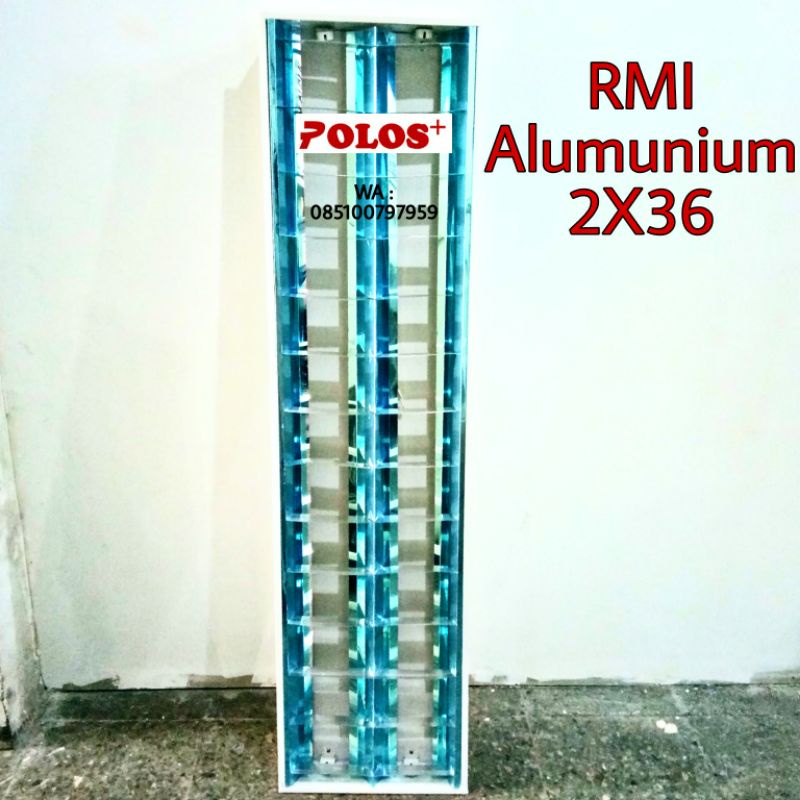 Kap Lampu RMI/RM Alumunium 2x36 merk Polos+ isi 2