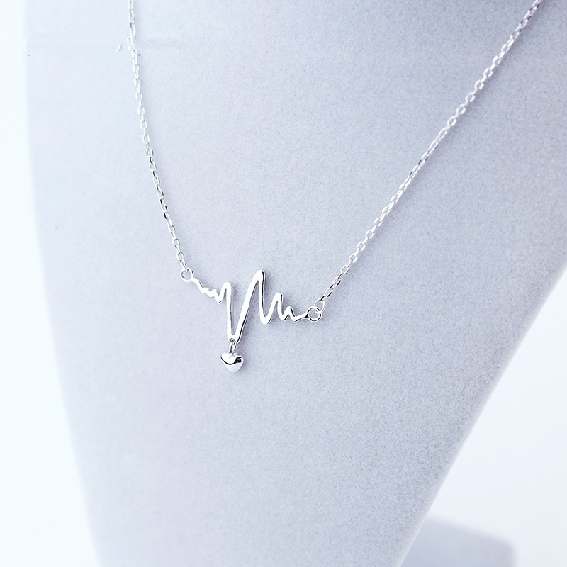 [Ready Stock]Fashion Creative ECG Silver Necklace Pendant