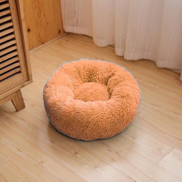 Tempat Tidur Kucing Donat/Kasur Kucing Bulat Lembut Dan Tebal/Bantal Tidur Kucing Tebal Bulu/Cat Bed/Alas Tidur Kucing Murah Dan Premium/Kandang Kucing/Keranjang Kucing/Ranjang Kucing Premium/Perlengkapan Kucing Dan Hewan-Coklat Muda