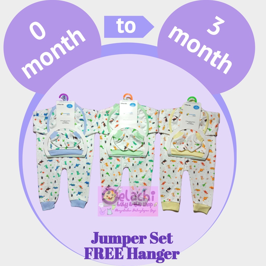 Jumper Bayi Set/Romper Bayi Set/Jumpsuit Bayi Set 0-3 Bulan