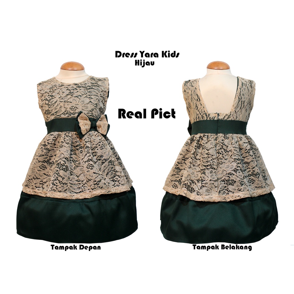 Dress Kids Yara/ Dress Party Anak 3-5 Thn/ Gaun Brukat Anak Perempuan Good Quality