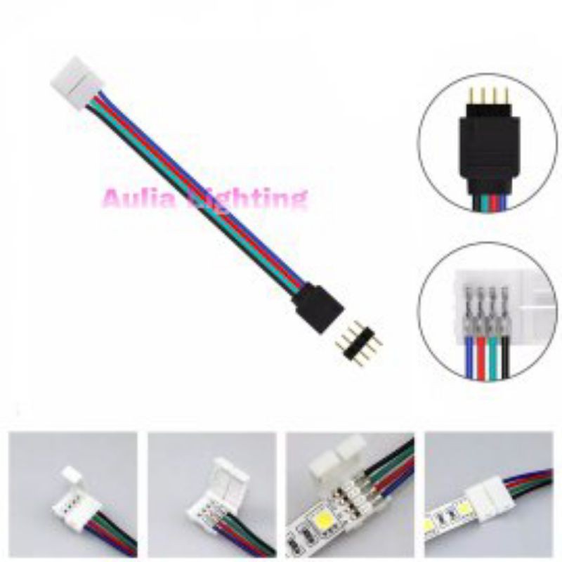 Kabel Jepit 2 Sisi LED Strip RGB 3528/5050 ke kepala rgb 4 Pin Sambungan Led Strip SAMBUNG ACC