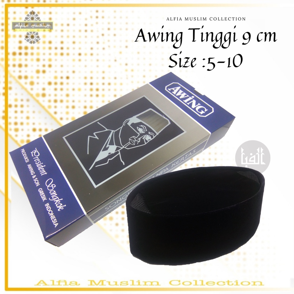 Peci Awang jumboTinggi 9 cm Kopyah Hitam AC Kopyah Hitam Polos AC /songko /peci awang