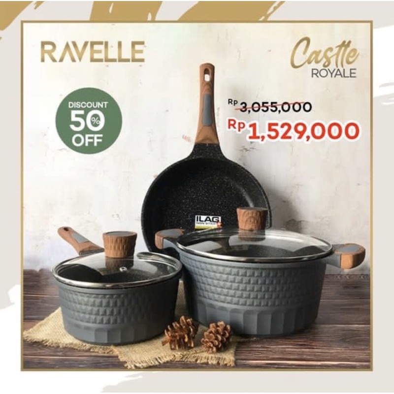 SET PANCI ANTI LENGKET/WOK PAN ANTI LENGKET/WAJAN ANTI LENGKET/WAJAN/PANCI SET CASTLE RAVELLE