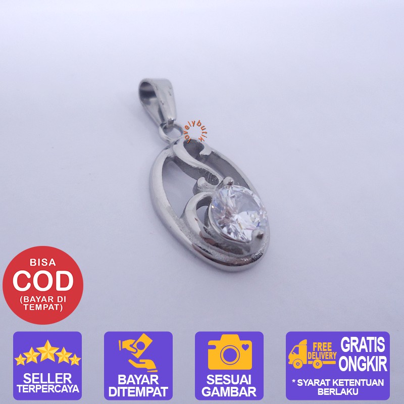 Lovelybutik  Liontin Titanium Anti Karat - Elice Liontin kalung Titanium Model Mata 1 Zirconia [ GOLD ] [ SILVER ]